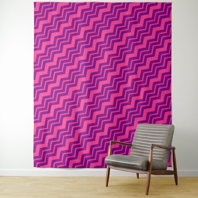 Pink and Purple Chevron Pattern Design  Tapestry (In Situ)