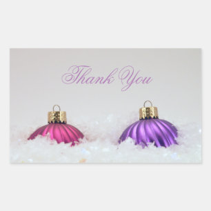 Pink and Purple Christmas Ornaments Rectangular Sticker