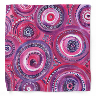 Pink and Purple Circles and Swirls Original Art Bandana