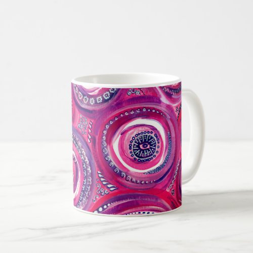 Pink and Purple Circles and Swirls Original Art Coffee Mug