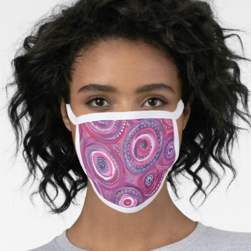 Pink and Purple Circles and Swirls Original Art Face Mask