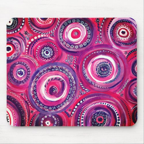 Pink and Purple Circles and Swirls Original Art Mouse Pad