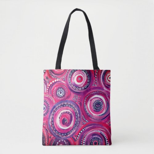 Pink and Purple Circles and Swirls Original Art Tote Bag