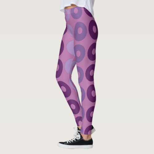 pink and purple circles geometric pattern leggings