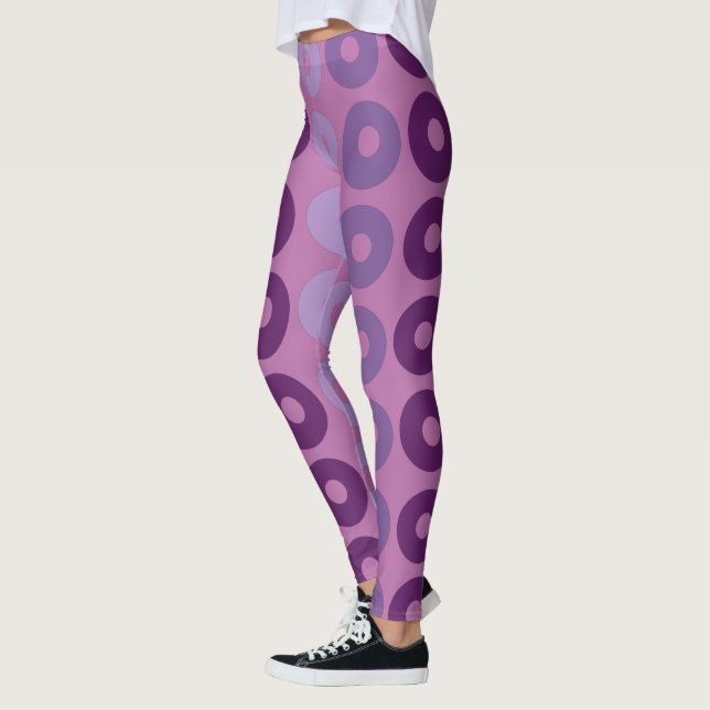 pink and purple circles geometric pattern leggings (Left)