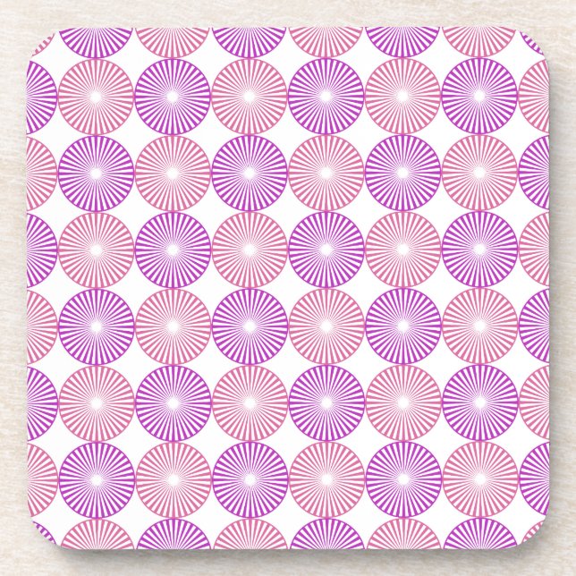 Pink and purple circles pattern beverage coaster (Front)