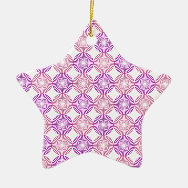 Pink and purple circles pattern ceramic ornament (Front)