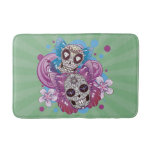 Pink And Purple Circles Sugar Skull Butterflies Bathroom Mat at Zazzle