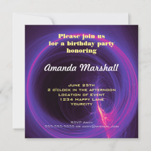 Pink and Purple Circular Abstract Birthday Invitation