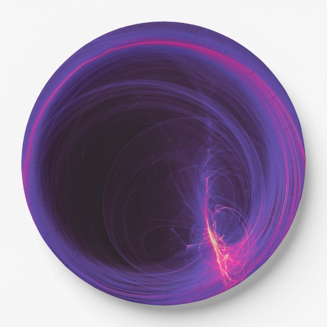 Pink and Purple Circular Abstract Design Paper Plates (Front)