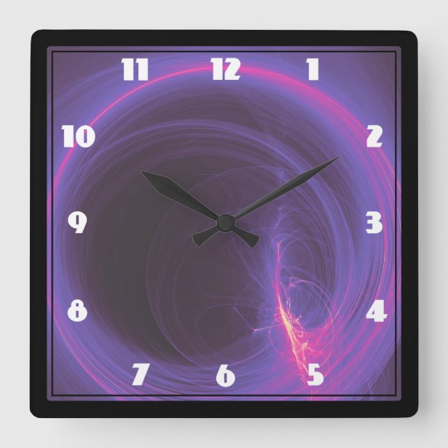 Pink and Purple Circular Abstract Design Square Wall Clock (Front)