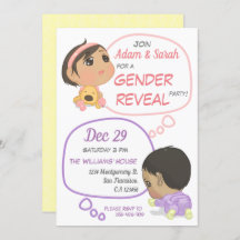 Pink and Purple Comic Baby Gender Reveal