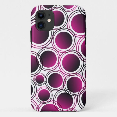 Pink and Purple Concentric Circle Modern Abstract iPhone 11 Case