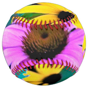 Pink and Purple Coneflower with Yellow Flowers Softball