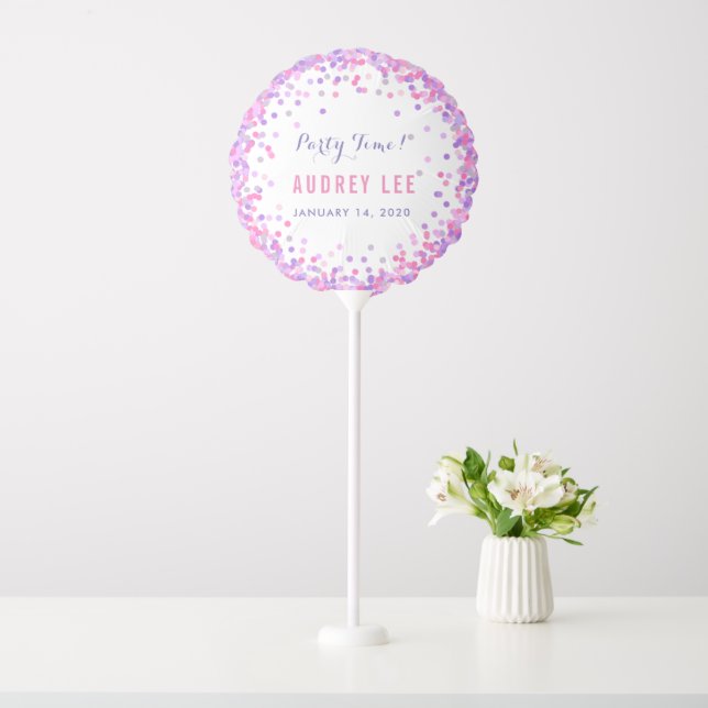 Pink and purple Confetti sprinkles birthday party Balloon (In SItu)