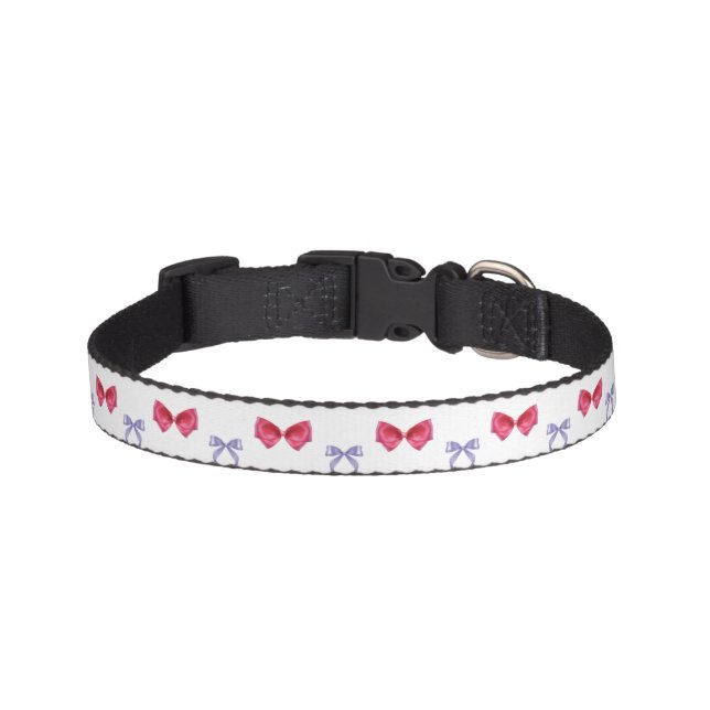 Pink and Purple Coquette Bows Pet Collar (Front)
