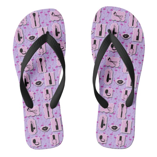 Pink and Purple Cosmetics makeup Flip Flops (Footbed)