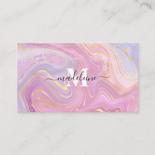  Pink And Purple Crystal Marble Iridescent Agate Business Card