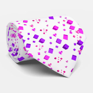 Pink and Purple Cubes and Hearts Tie