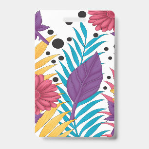 Pink and purple cut flowers with intricate petals badge