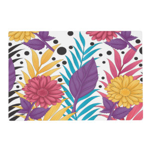 Pink and purple cut flowers with intricate petals placemat