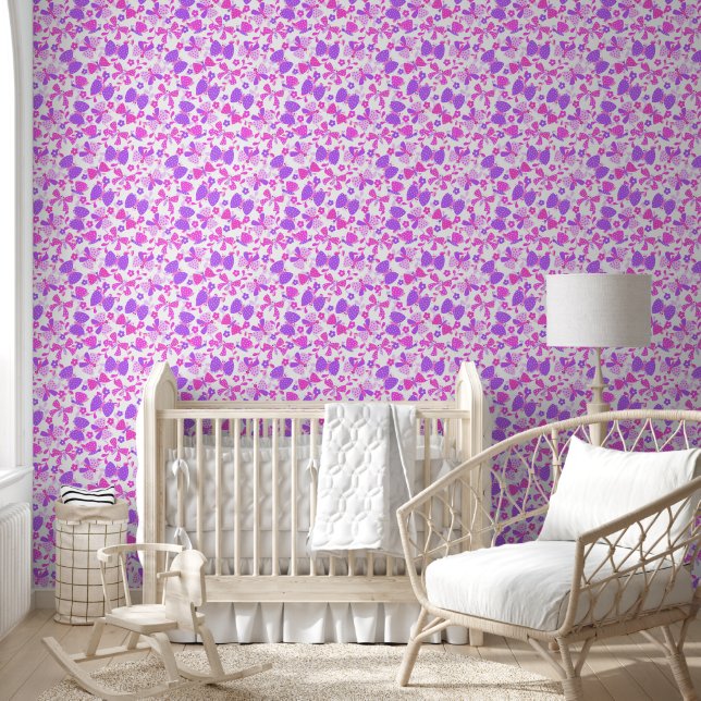 Pink and purple cute butterfly wallpaper  (Kids)