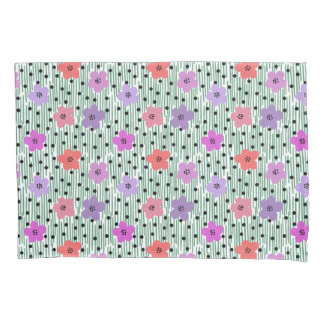 Pink and purple daisy floral print pillow case