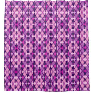 Pink and purple diamond Geometric shapes pattern Shower Curtain