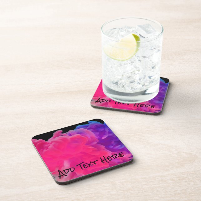 Pink and Purple Digital Smoke Beverage Coaster (Right Side)