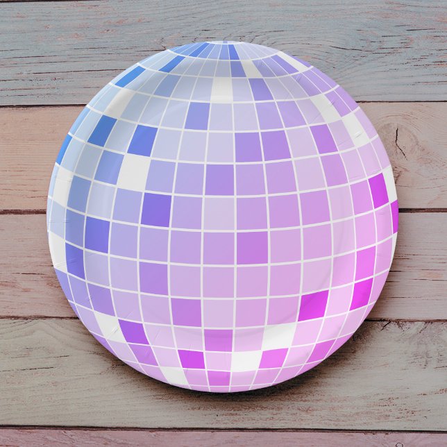 Pink and Purple Disco Ball Birthday Party Paper Plates (Creator Uploaded)