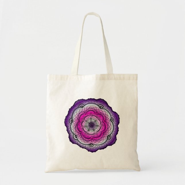 Pink And Purple Doodle Flower Tote Bag (Front)