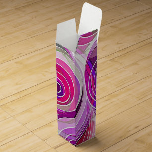 Pink and Purple Doodle With White Lines Wine Box