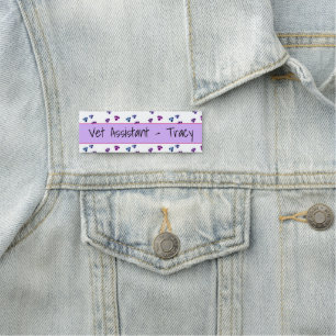 Pink And Purple Easy Read Paw Print Name Tag