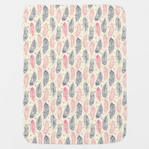 Pink And Purple Ethnic Feather Pattern Baby Blanket