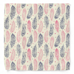 Pink And Purple Ethnic Feather Pattern Bandana