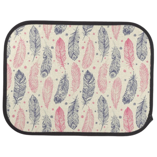 Pink And Purple Ethnic Feather Pattern Car Floor Mat (Rear)