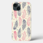 Pink And Purple Ethnic Feather Pattern iPhone 13 Case