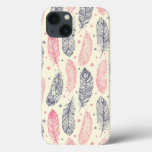 Pink And Purple Ethnic Feather Pattern iPhone 13 Case