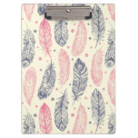 Pink And Purple Ethnic Feather Pattern Clipboard