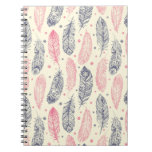 Pink And Purple Ethnic Feather Pattern Notebook