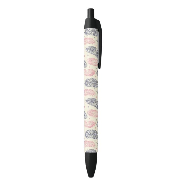 Pink And Purple Ethnic Feather Pattern Pen (Bottom (Vertical))