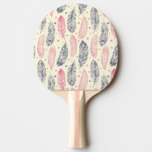 Pink And Purple Ethnic Feather Pattern Ping-Pong Paddle