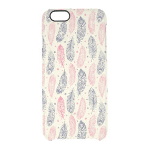 Pink And Purple Ethnic Feather Pattern Clear iPhone 6/6S Case