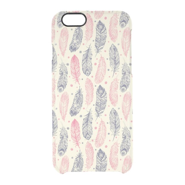 Pink And Purple Ethnic Feather Pattern Uncommon iPhone Case (Back)