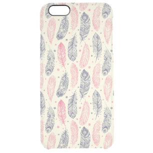Pink And Purple Ethnic Feather Pattern Clear iPhone 6 Plus Case