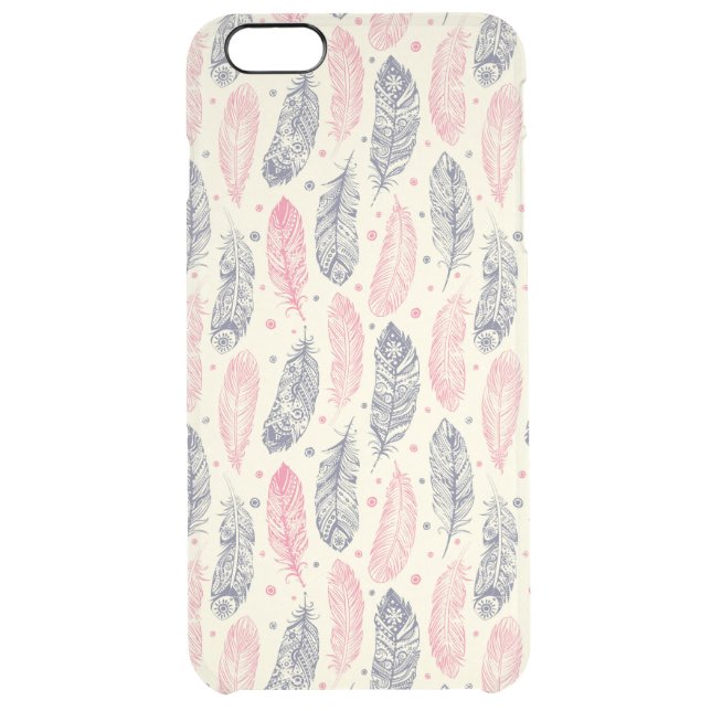 Pink And Purple Ethnic Feather Pattern Uncommon iPhone Case (Back)