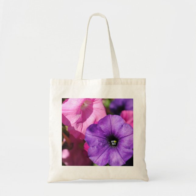 Pink and Purple Fall Petunias Tote Bag (Front)