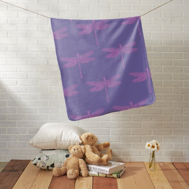  Pink and Purple Fantasy Dragonfly  Baby Blanket (In Situ)