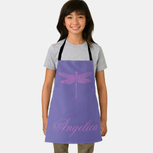 Pink and Purple Fantasy Dragonfly Personalize Apron