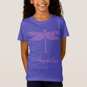 Pink and Purple Fantasy Dragonfly  T-Shirt